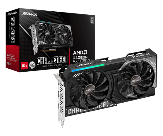 ASRock Radeon RX 9060 XT Challenger 16GB OC Graphics Card — AMD RDNA 4 | PCIe 5.0 | 3290 MHz Boost