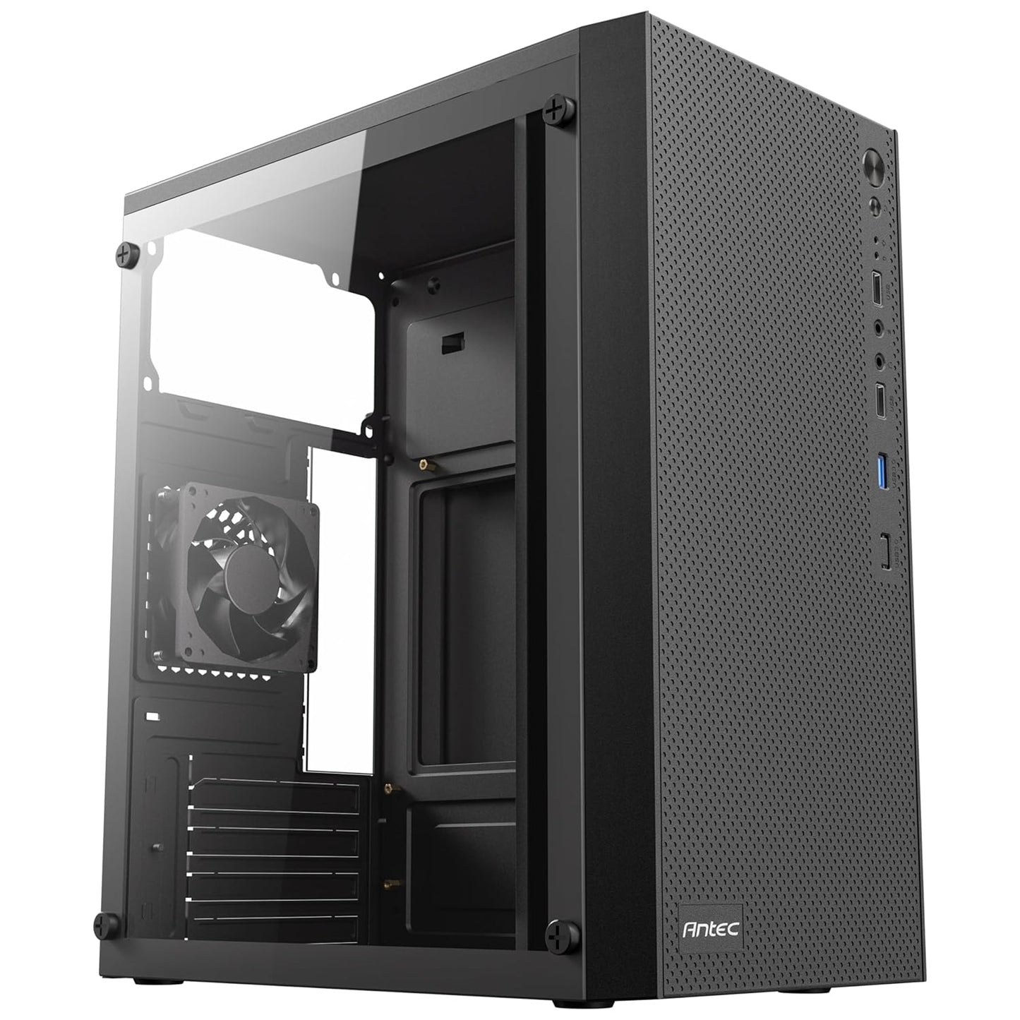 Antec ST10M-TG Mid-Tower PC Case (Black, Tempered Glass)