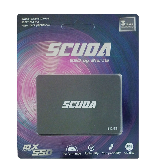 SCUDA 512GB 2.5" SATA III SSD — Up to 550 MB/s Read | 3D NAND | 3-Year Warranty