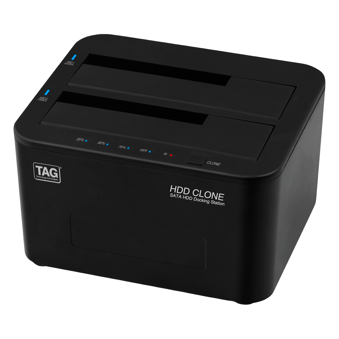 TAG Dual Drive Docking Station — USB 3.0 | 5Gbps | 2.5"/3.5" SATA I/II/III HDD + SSD | Offline Clone (PC-Free) | Auto Sleep | Plug & Play | 12V Powered | Black