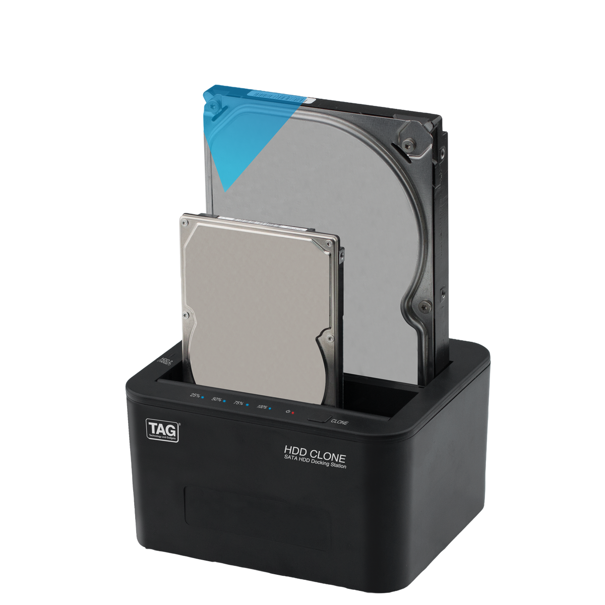 TAG Dual Drive Docking Station — USB 3.0 | 5Gbps | 2.5"/3.5" SATA I/II/III HDD + SSD | Offline Clone (PC-Free) | Auto Sleep | Plug & Play | 12V Powered | Black