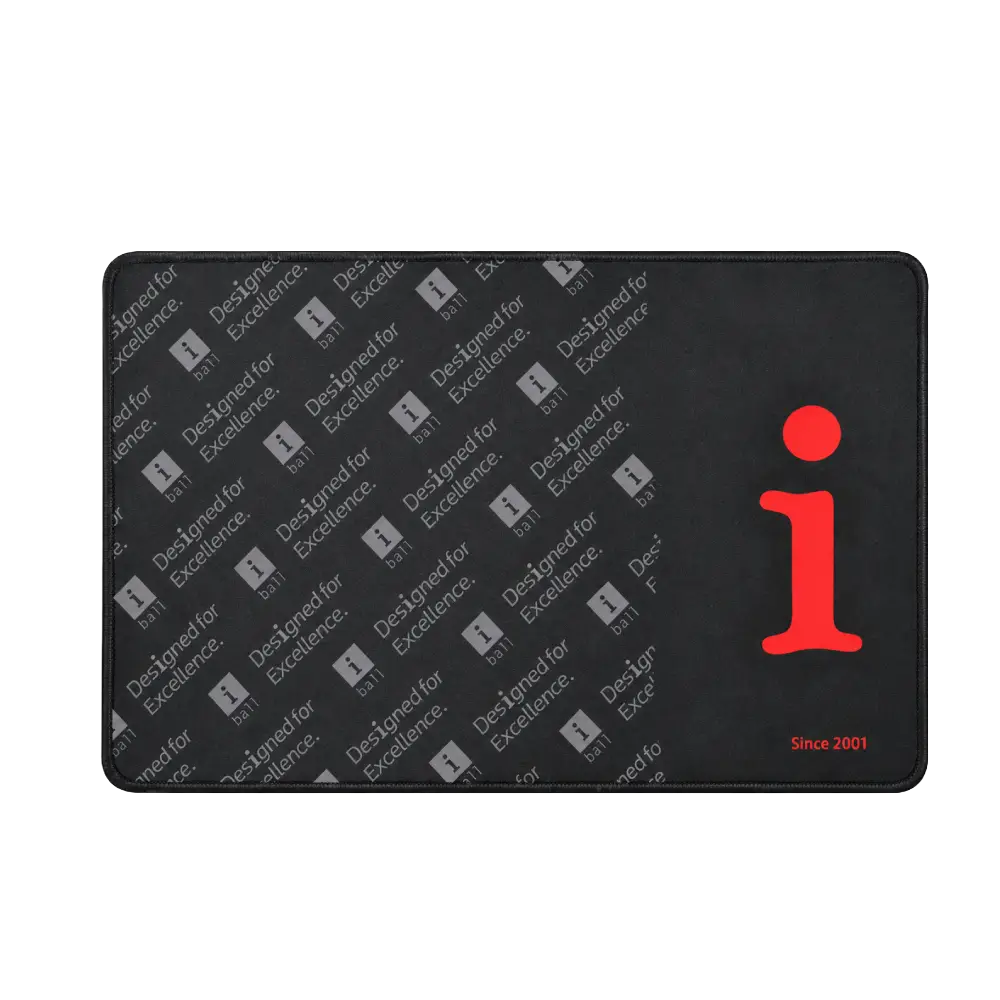 iBall Tracky 100 Mouse Pad — 35 × 25cm | Smooth Fabric Surface | Anti-Slip Rubber Base | Anti-Fray Stitching | Medium Size | Black