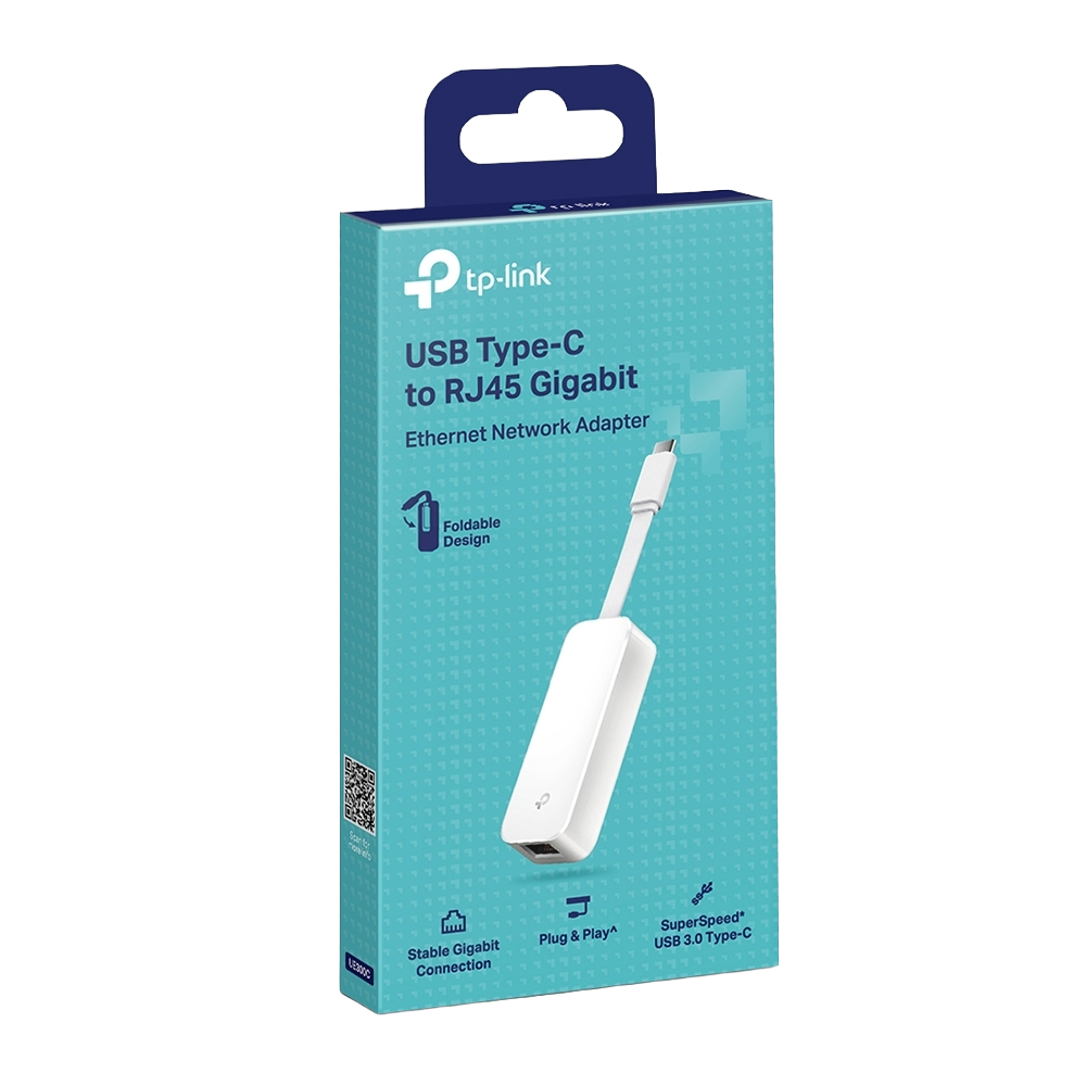 TP-Link UE300C USB-C to RJ45 Gigabit Ethernet Adapter — 1000Mbps | USB 3.0 | Foldable Portable Design | Plug & Play | Windows 11 / macOS / iPadOS / Chrome OS / Linux