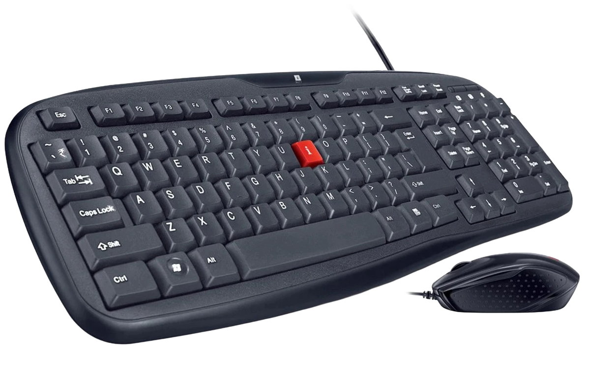 iBall Wintop Deskset USB V3.0 Wired Keyboard and Mouse Combo — 104 Keys | Soft-Touch Membrane | Water-Resistant | Blue Eye Optical Mouse | 1000 DPI | USB | ₹ Symbol | 3-Year iBall Warranty