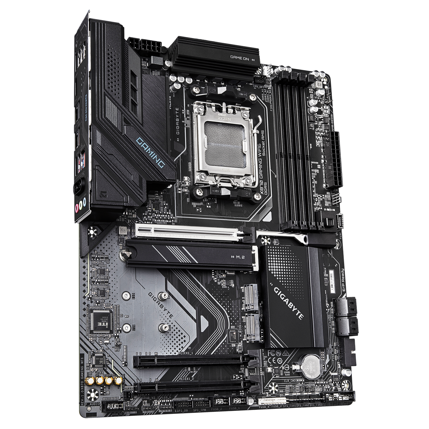 Gigabyte X870 Gaming WiFi 6 Motherboard rear I/O panel with USB HDMI LAN and WiFi 6