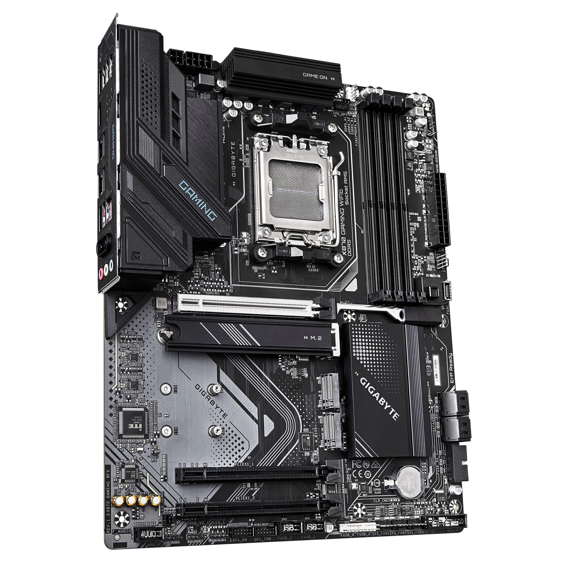 Gigabyte X870 Gaming WiFi 6 Motherboard rear I/O panel with USB HDMI LAN and WiFi 6