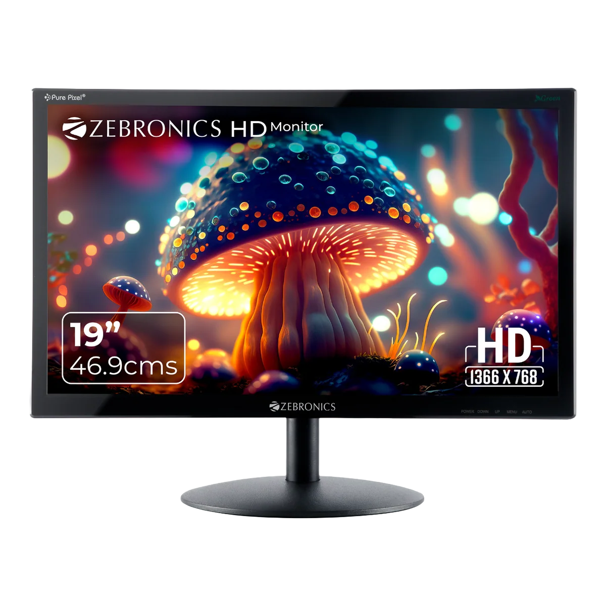 Zebronics Zeb-V19HD LED 19" HD+ Monitor — 1400×900 | VGA | Glossy Panel | Wall Mountable | Built-in PSU