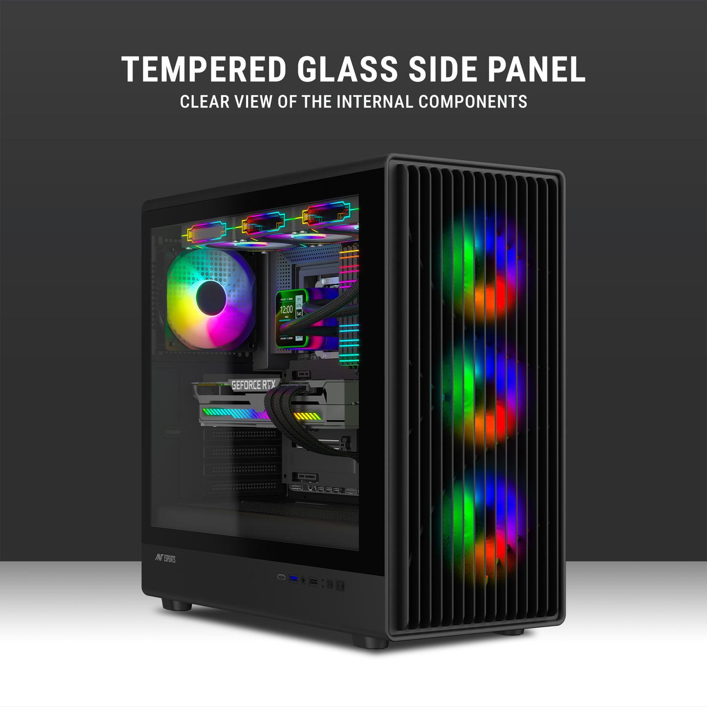 Ant Esports ZEN Air 360 Mid-Tower ATX / Micro-ATX / Mini-ITX Gaming Cabinet – Black (4× 120mm ARGB Fans)