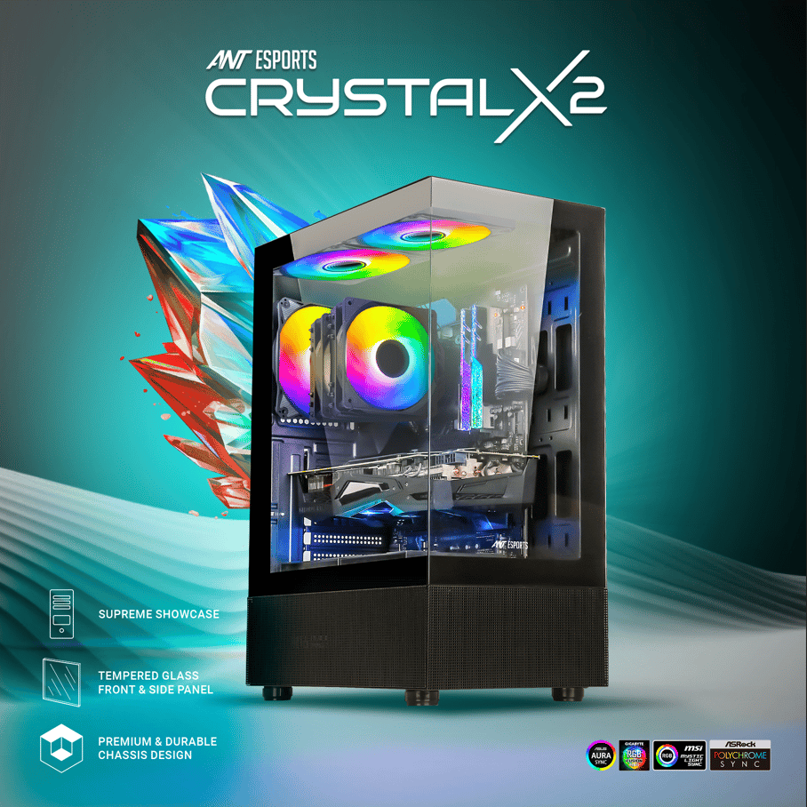 Ant Esports Crystal X2 ARGB Gaming Cabinet (Black) - Image 4