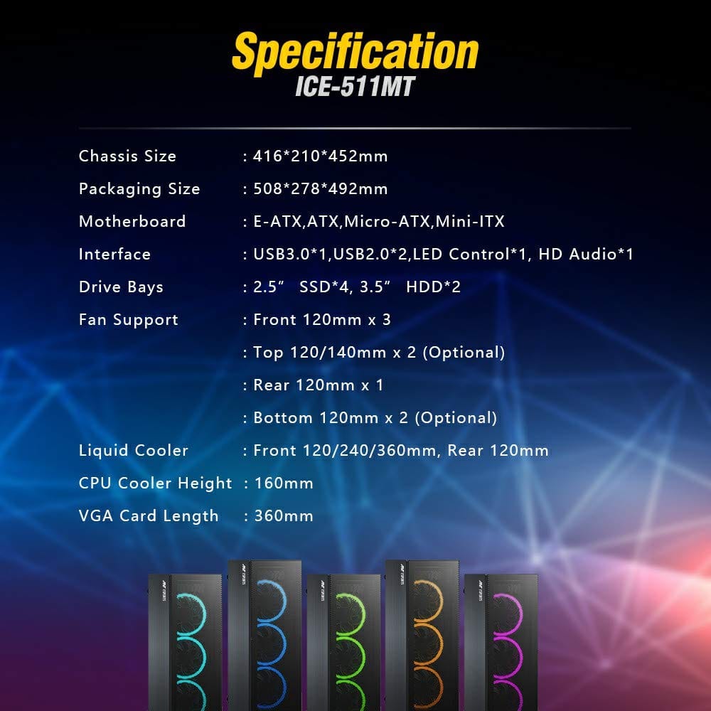 Ant Esports ICE-511MT Mid Tower ARGB Gaming Cabinet - Image 7