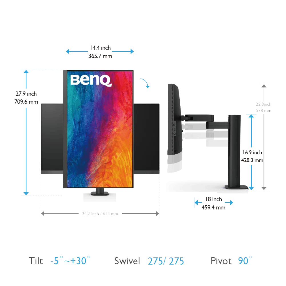 BenQ PD2705UA (27-inch Ergo Arm 4K UHD sRGB HDR10 USB-C Designer Monitor) - Image 5