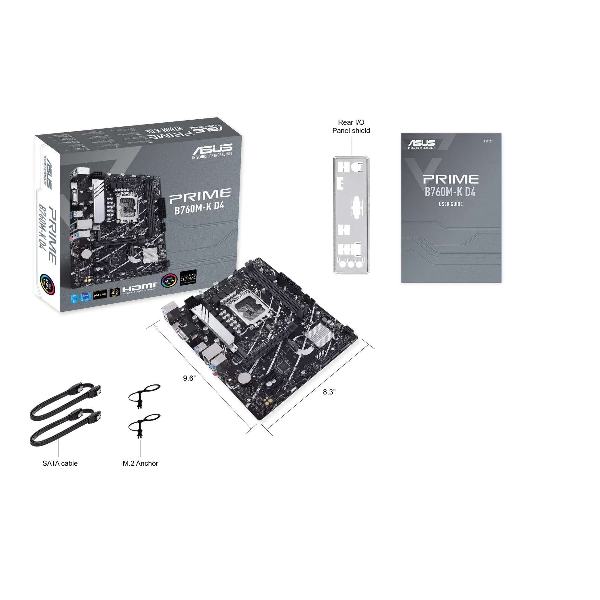 ASUS PRIME B760M-K D4 Intel B760 Micro-ATX Motherboard — LGA1700 | DDR4 | 2.5GbE | PCIe 4.0 | Aura Sync