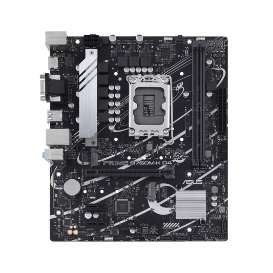 ASUS PRIME B760M-K D4 Intel B760 Micro-ATX Motherboard — LGA1700 | DDR4 | 2.5GbE | PCIe 4.0 | Aura Sync