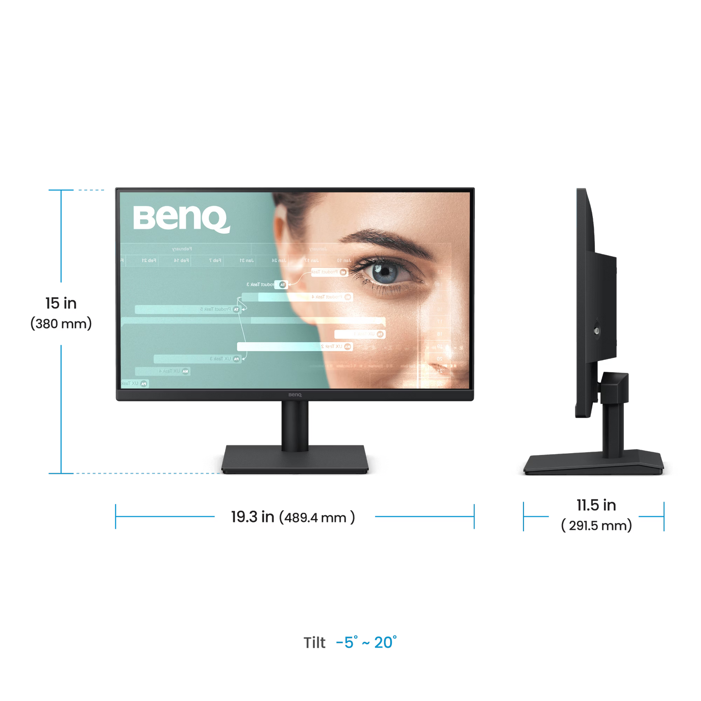 BenQ GW2291 21.5" FHD IPS 100Hz Eye-Care Home Office Monitor — TÜV Eye Comfort 2.0 | EyeSafe 2.0 | Built-in Speakers | HDMI + VGA