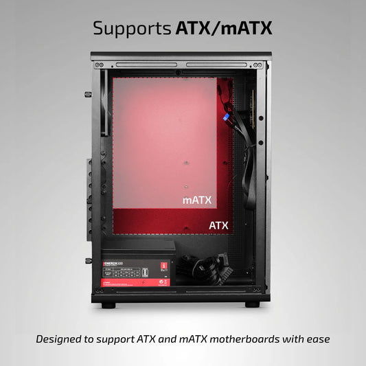 iBall AT:10 Mid-Tower ATX / Micro-ATX PC Cabinet with SMPS — Grey