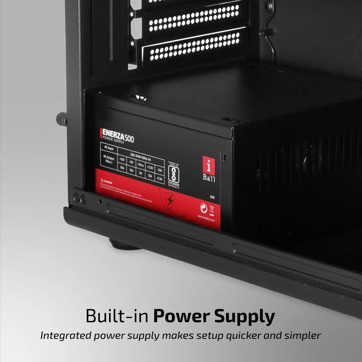 iBall AT:10 Mid-Tower ATX / Micro-ATX PC Cabinet with SMPS — Grey