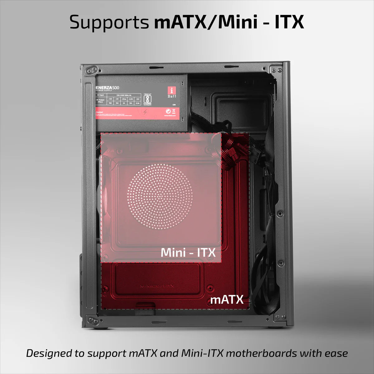 iBall MT:20 Mini-Tower Micro-ATX / Mini-ITX PC Cabinet with SMPS — Black / White