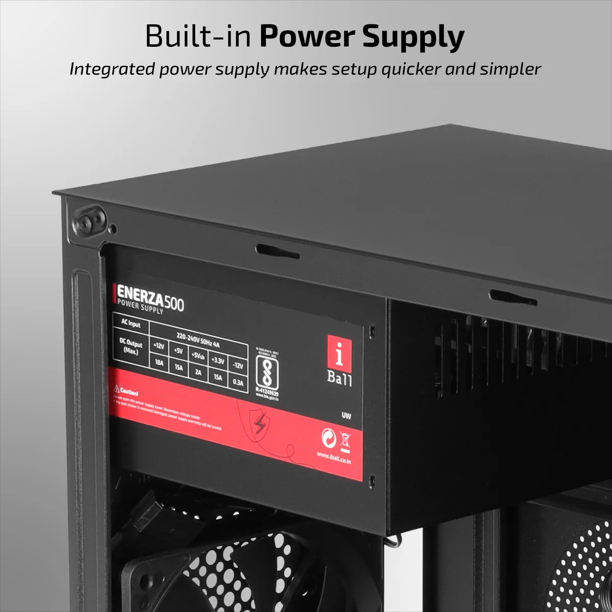 iBall MT:20 Mini-Tower Micro-ATX / Mini-ITX PC Cabinet with SMPS — Black / White
