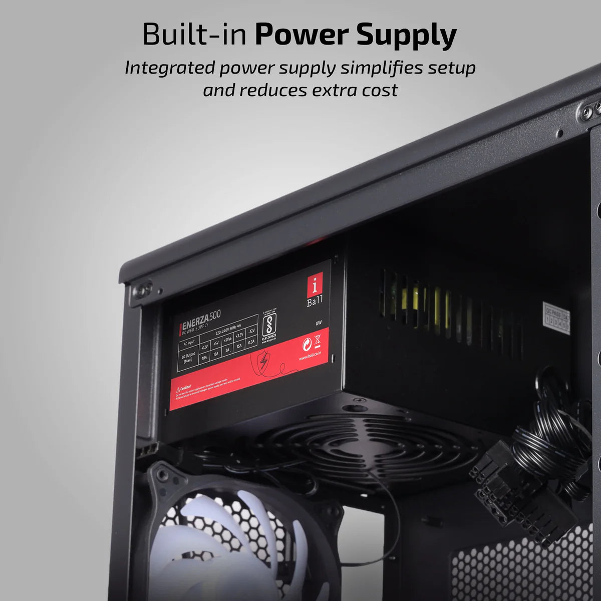 iBall MT:30 Mini-Tower Micro-ATX / Mini-ITX PC Cabinet with SMPS — Black / White