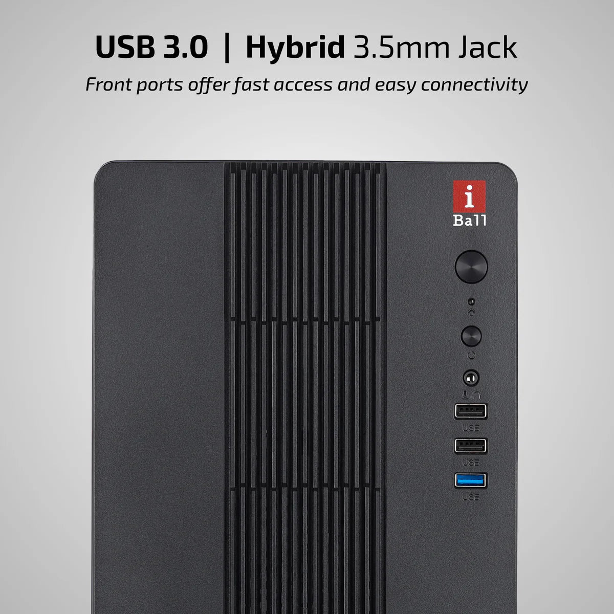 iBall MT:30 Mini-Tower Micro-ATX / Mini-ITX PC Cabinet with SMPS — Black / White