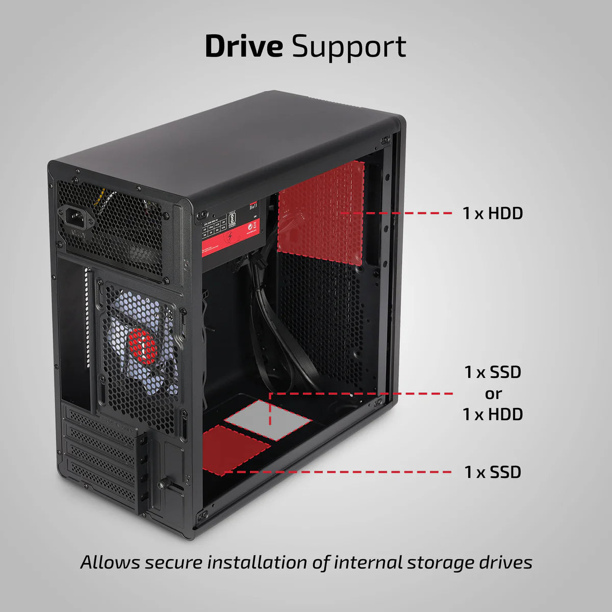 iBall MT:30 Mini-Tower Micro-ATX / Mini-ITX PC Cabinet with SMPS — Black / White