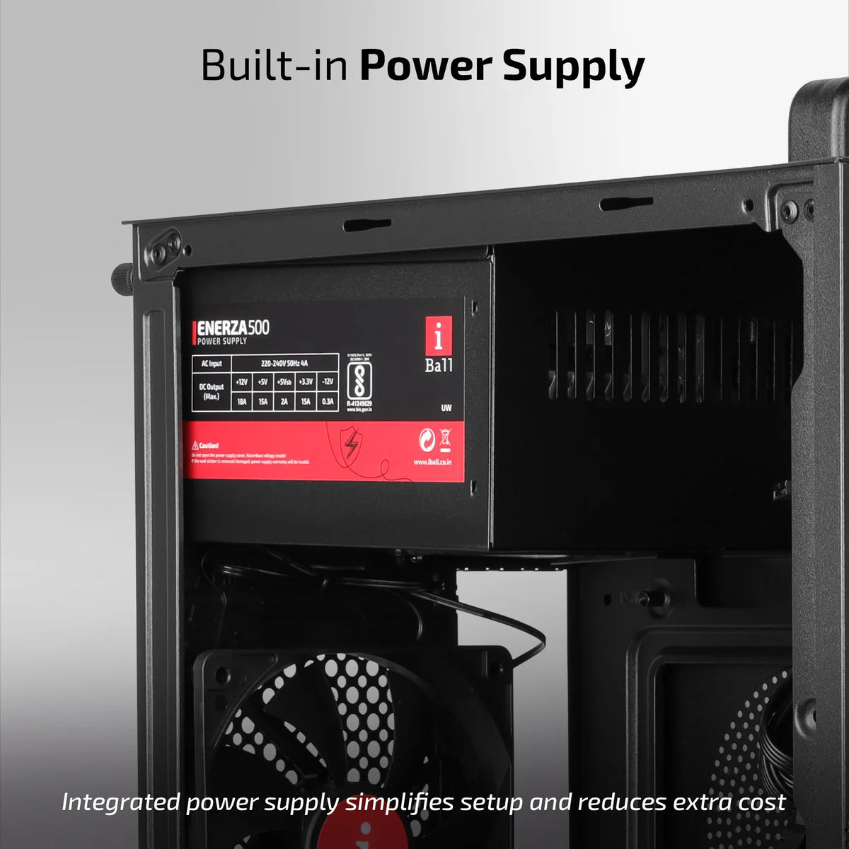 iBall MT:40 Mini-Tower Micro-ATX / Mini-ITX PC Cabinet with SMPS — Black / White