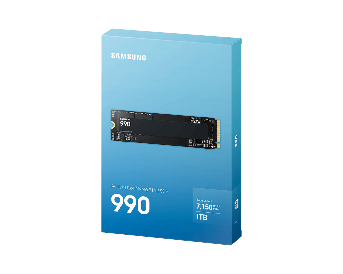 Samsung 990 PCIe 4.0 NVMe M.2 SSD 1TB — MZ-V9V1T0BW | Up to 7,150 MB/s Read