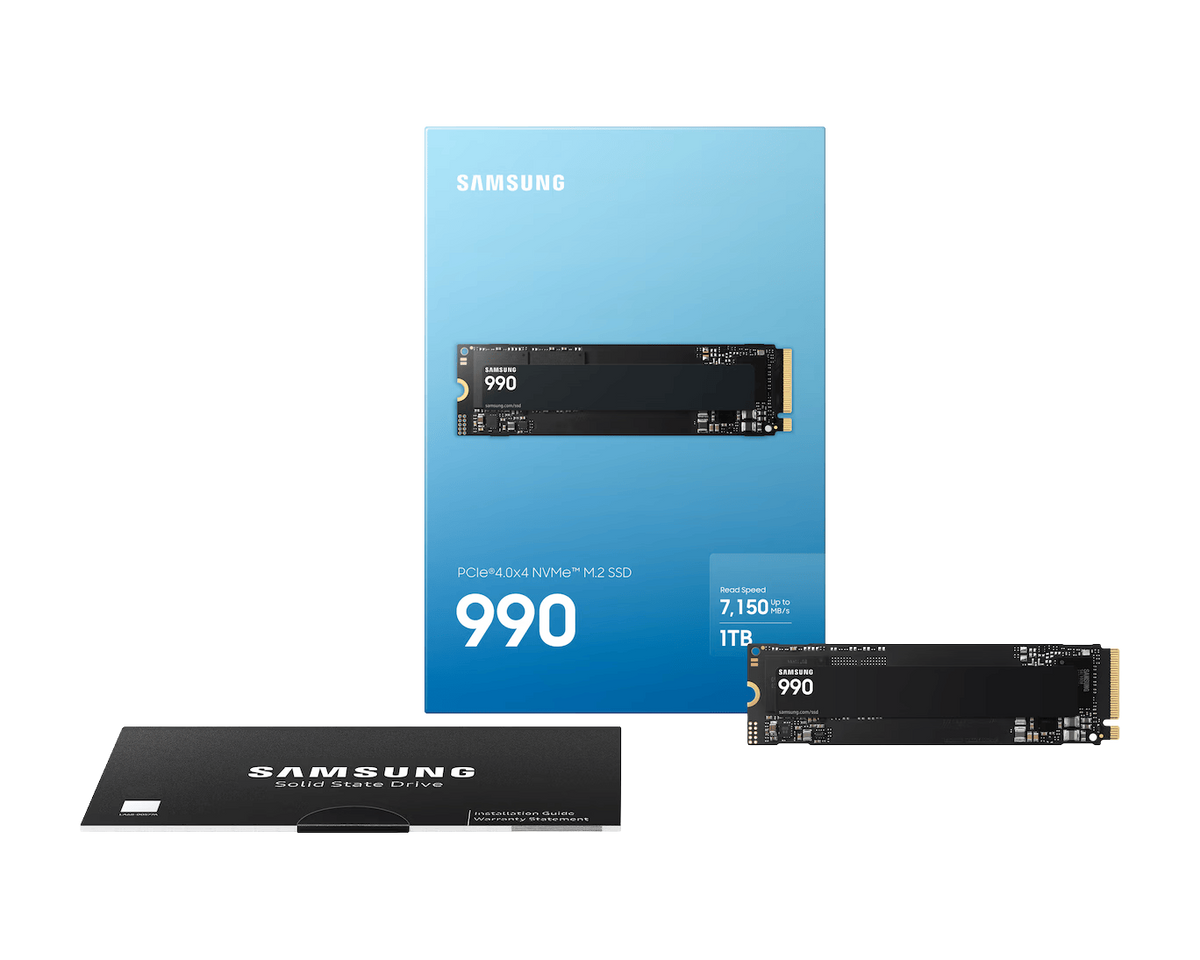 Samsung 990 PCIe 4.0 NVMe M.2 SSD 1TB — MZ-V9V1T0BW | Up to 7,150 MB/s Read