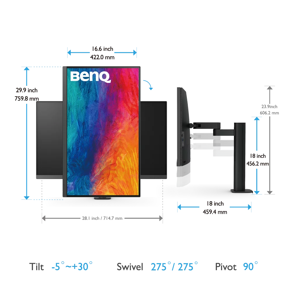 BenQ PD3205UA (32-inch Ergo Arm 4K UHD sRGB HDR10 USB-C Designer Monitor) - Image 8