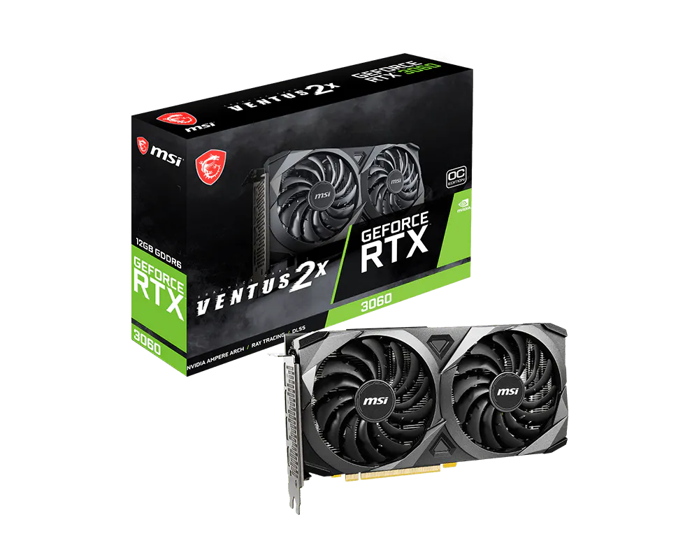 MSI GeForce RTX 3060 VENTUS 2X 12G OC Graphics Card — NVIDIA Ampere | 12GB GDDR6 | PCIe 4.0 | 1807 MHz Boost