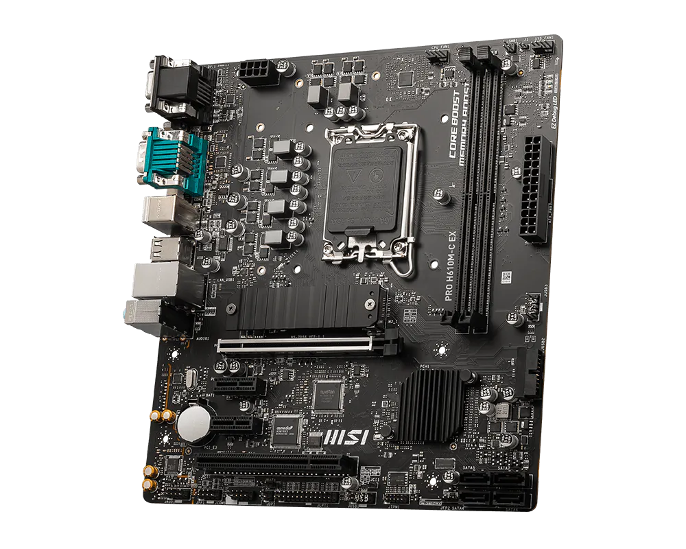 MSI PRO H610M-C EX Intel H610 Micro-ATX Motherboard — LGA1700 | DDR5 | PCIe 4.0 | Quad Display | COM Port | Business PRO Series