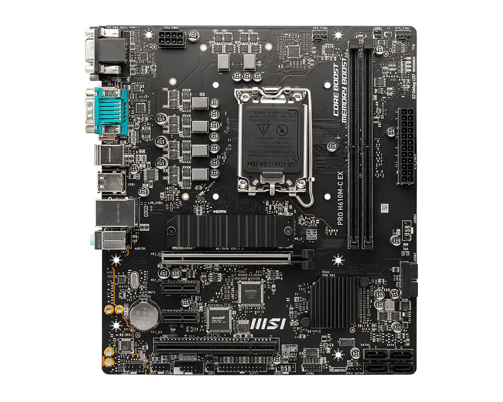 MSI PRO H610M-C EX Intel H610 Micro-ATX Motherboard — LGA1700 | DDR5 | PCIe 4.0 | Quad Display | COM Port | Business PRO Series