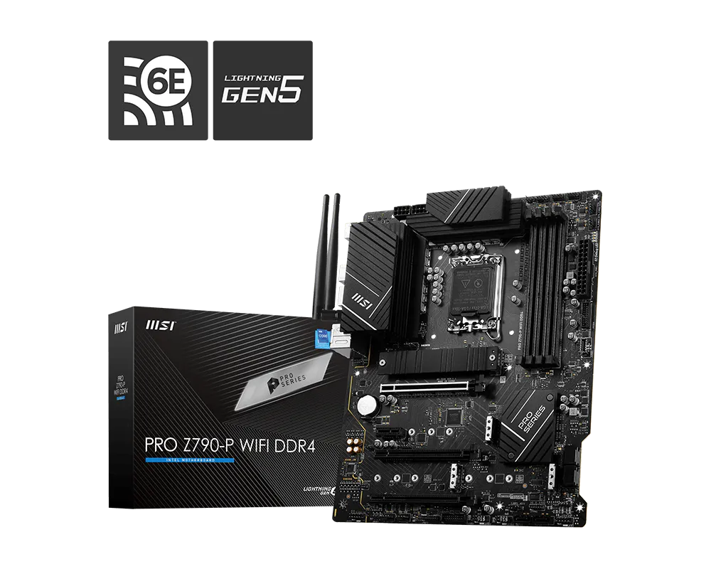 MSI PRO Z790-P WIFI DDR4 Intel Z790 ATX Motherboard — LGA1700 | DDR4 | PCIe 5.0 | Wi-Fi 6E | Intel 2.5GbE | USB 20Gbps | Business PRO Series