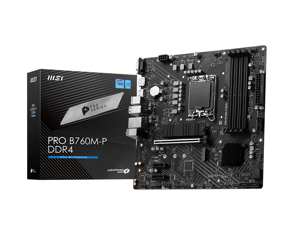 MSI PRO B760M-P DDR4 Intel B760 Micro-ATX Motherboard — LGA1700 | DDR4 | PCIe 4.0 | Triple Display | Business PRO Series