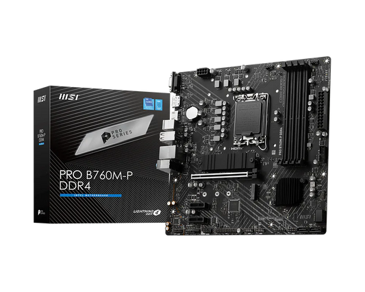 MSI PRO B760M-P DDR4 Intel B760 Micro-ATX Motherboard — LGA1700 | DDR4 | PCIe 4.0 | Triple Display | Business PRO Series
