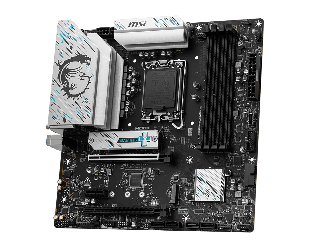 MSI B760M GAMING PLUS WIFI DDR4 Intel B760 Micro-ATX Motherboard — LGA1700 | DDR4 | PCIe 4.0 | Wi-Fi 6E | 2.5GbE | Mystic Light