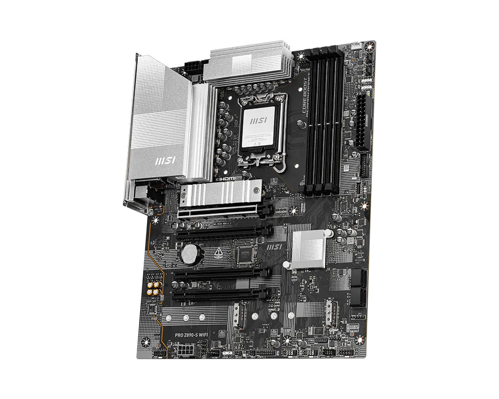 MSI PRO Z890-S WIFI Intel Z890 ATX Motherboard — LGA1851 | DDR5 | PCIe 5.0 | Wi-Fi 7 | 2.5GbE | Thunderbolt 4 | Silver Design | AI PC Ready