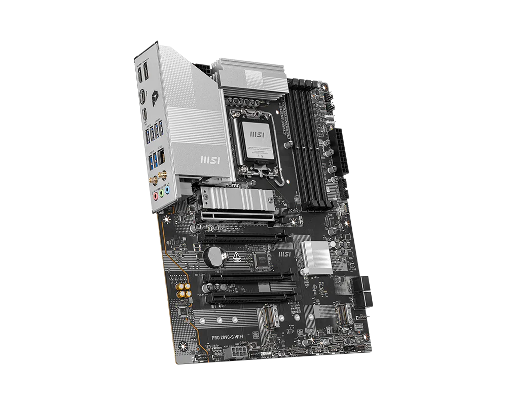 MSI PRO Z890-S WIFI Intel Z890 ATX Motherboard — LGA1851 | DDR5 | PCIe 5.0 | Wi-Fi 7 | 2.5GbE | Thunderbolt 4 | Silver Design | AI PC Ready