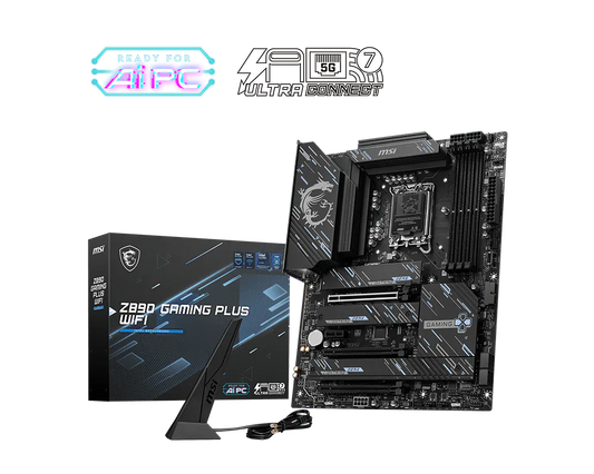 MSI Z890 GAMING PLUS WIFI Intel Z890 ATX Motherboard — LGA1851 | DDR5 | PCIe 5.0 | Wi-Fi 7 | Killer 5G LAN | Thunderbolt 4 | AI PC Ready