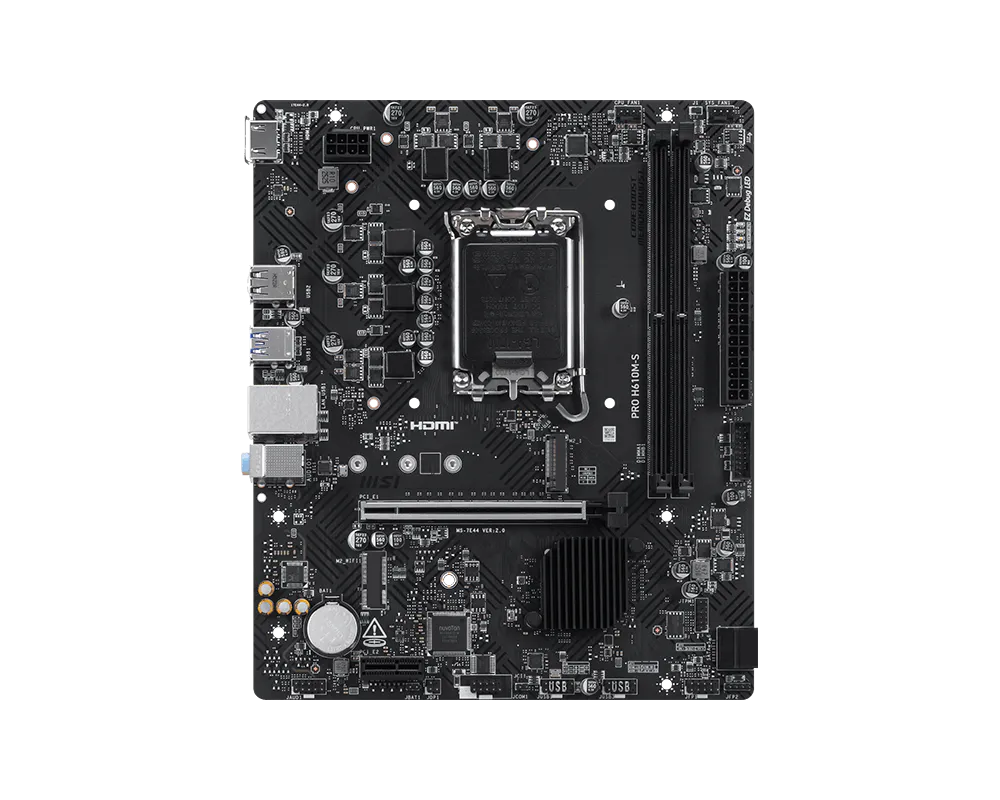 MSI PRO H610M-S Intel H610 Micro-ATX Motherboard — LGA1700 | DDR5 | PCIe 4.0 | COM Port | Compact 200mm | Business PRO Series
