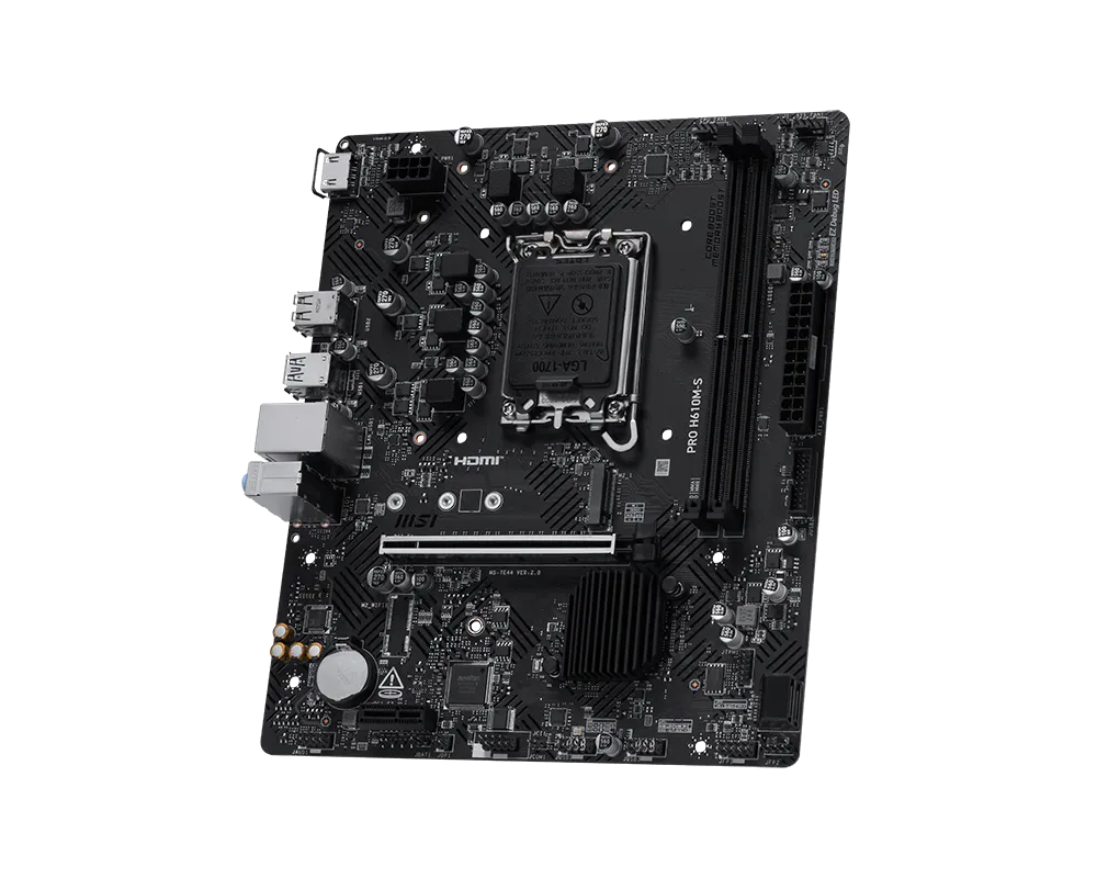 MSI PRO H610M-S Intel H610 Micro-ATX Motherboard — LGA1700 | DDR5 | PCIe 4.0 | COM Port | Compact 200mm | Business PRO Series