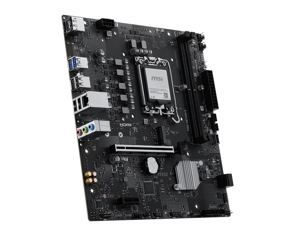 MSI PRO H810M-E Intel H810 Micro-ATX Motherboard — LGA1851 | DDR5 | PCIe 5.0 | M.2 PCIe 4.0 | 2.5GbE | HDMI 2.1 + DP | AI PC | Business PRO Series