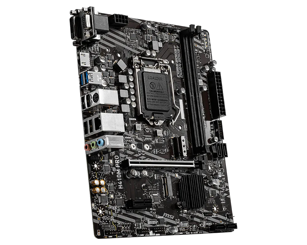 MSI H410M PRO Intel H410 Micro-ATX Motherboard — LGA1200 | DDR4 | PCIe 3.0 | M.2 | HDMI + DVI-D + VGA | Intel GbE